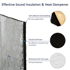 Abahub 394 mil 16 sqft Car Hood Insulation Pad Auto Sound Deadener Door Dampener Deadening Mat Heat / Cool Liner, Self-Adhesive Closed Cell Material (PE Foam Sound Deadener) 59"x39"