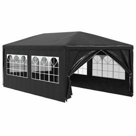 vidaXL Outdoor Canopy Party Tent 118.1" x 236.2", UV & Water-Resistant PE, Rust-Resistant Steel Frame, Windows & Zippered Door, Perfect Tent for Garden Parties & Backyard Events, Anthracite