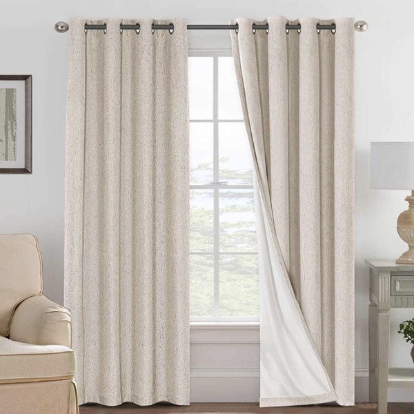 H.VERSAILTEX H.VERSAILTEX Linen 100% Blackout Curtains for Bedroom Full Light