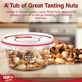 Tropgo Luxury Mix - Savoury Mixed Nuts in a Resealable and Recyclable Nut Tub - Guilt Free Trail Mix with Fibre Protein and Essential Minerals - Healthy Assorted Nuts for All Ages (180G)