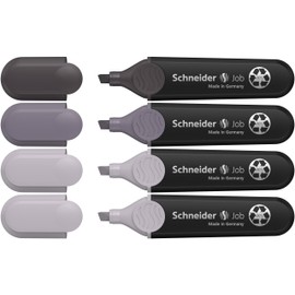 Schneider Job 150 Highlighters Recycled Plastic Awarded with The Blue Angel Pack of 4 Grey Tones Taupe Grey (2x), Mauve Grey, Slate Grey