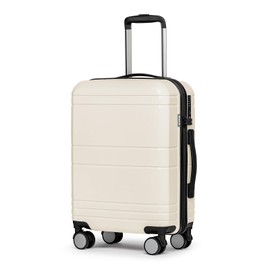 KYME Hardside Expandable Carry On Luggage with Spinner Wheels Hardshell Carry On Suitcase with Built-in TSA Lock Lightweight Small Cabin 20 inch Travel Rolling Luggage for Women Men Beige