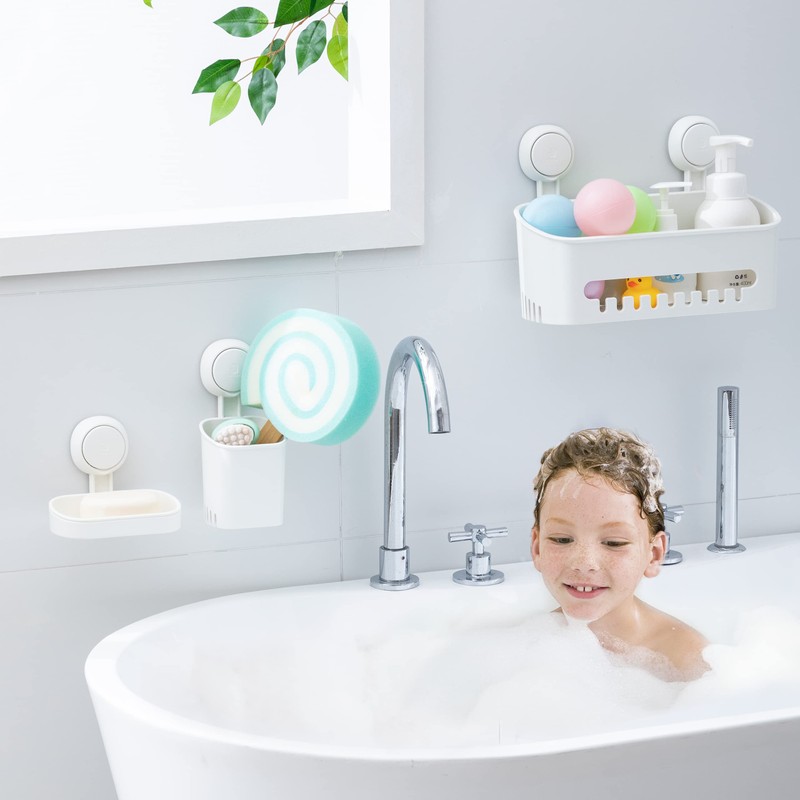 SWAMTIK Shower Caddy Suction Cup Sets, Shower Shelf No Drilling