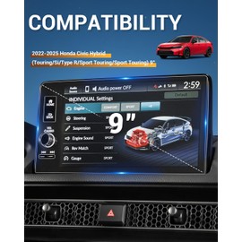 2025 Civic Matte Screen Protector Anti Glare for 2023 2024 2025 Honda Civic Hybrid (Touring/Si/Type R/Sport Touring/Sport Touring) 9" Infotainment Touchscreen Cover Screen Saver 2025 Civic Accessory