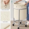 SONGMICS HOME Laundry Basket with Wheels, Rolling Laundry Hamper, Round