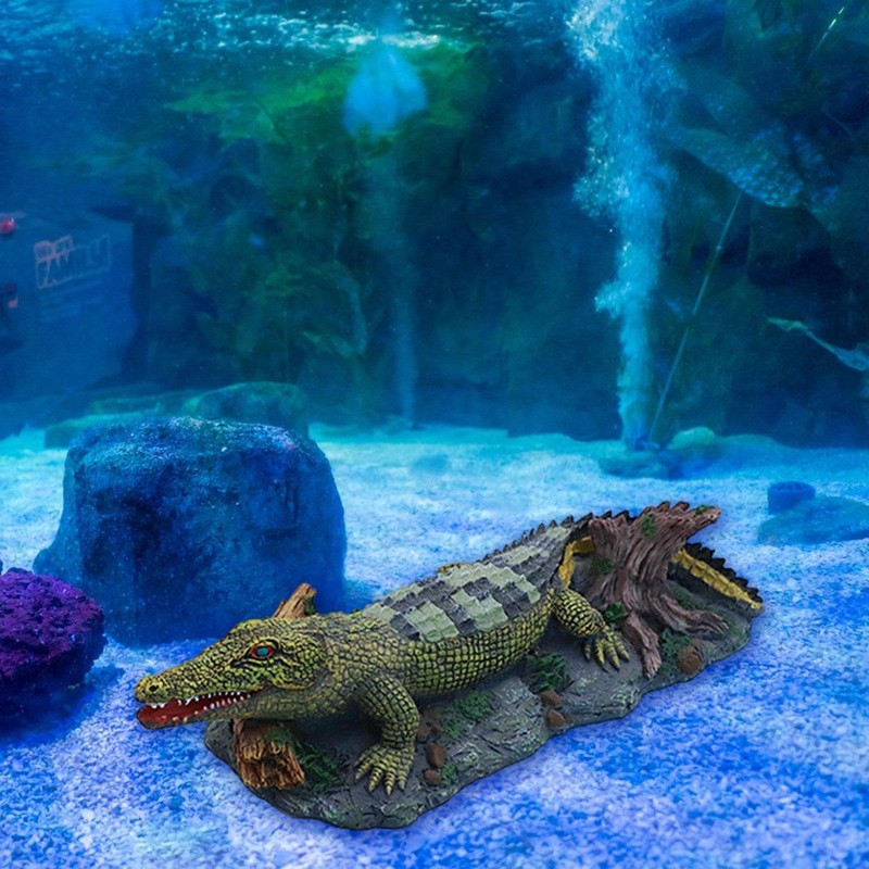 Fonowx Aquarium Crocodile Air Stone Crocodile Figurine Air Bubbler for