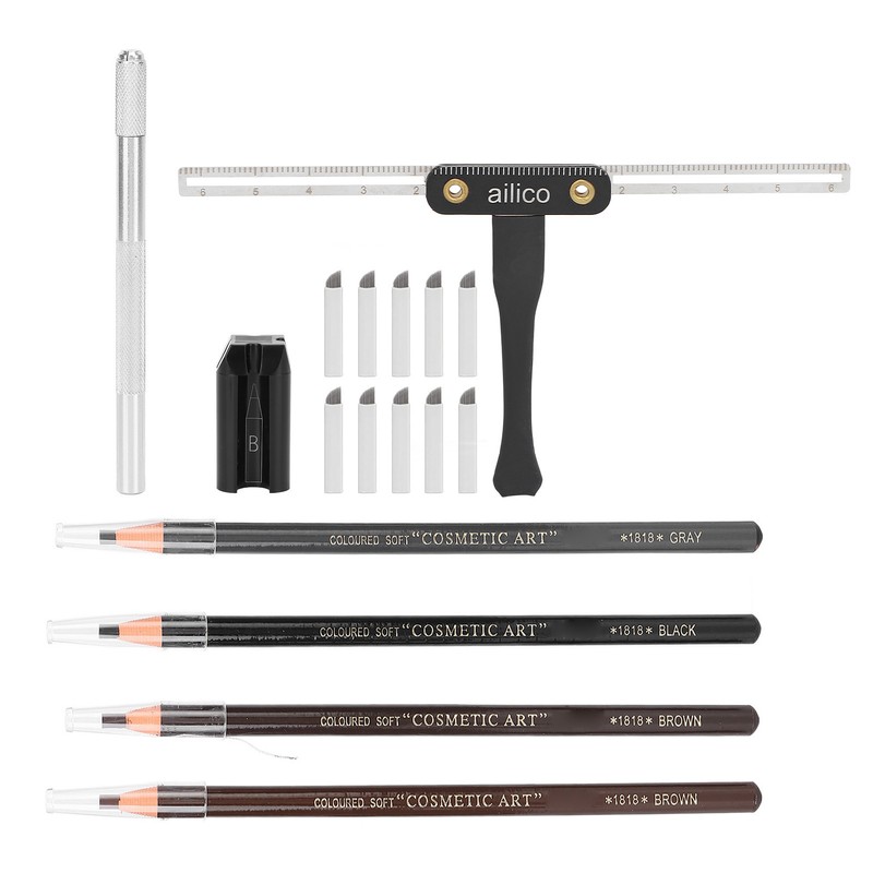 Microblading Practice Kit Eyebrow Pencil Sharpener Eyebrow Positioning Ruler Microblading
