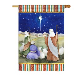 Breeze Decor H114215 Christmas in Bethlehem Winter Nativity Decorative Vertical House Flag, 28" x 40", Multi-Color