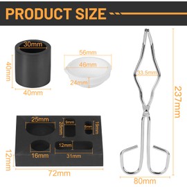 LALAGO 4-Piece Graphite Cast Mould Melting Furnace Set, High Purity Melting Pot with Crucible Tongs, Crucible + Tongs + Bowl + Combination Mould, Ingot Melting Kit for Platinum, Gold, Silver, Brass