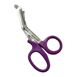 Purple Color - Paramedic Scissors 7.5" Length with One Serrated Blade and Blunt Ends All-Purpose Cutting Edge Blades