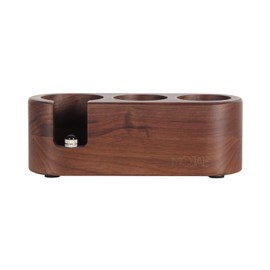MOJAE Espresso Tamping Station, Tamper Station, Wooden Espresso Tamper Holder, Portafilter Holder with Anti Slip Bottom, 3 Holes for Coffee Tamper,Distributor and Portafilter (Walnut, 51-54mm)