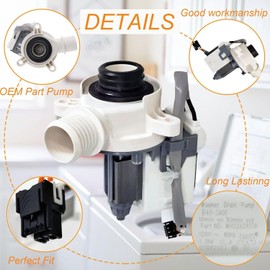 WH23X28418 Washer Drain Pump Assembly Compatible with GE Hotpoint, OEM Washer Pump Replaces WH23X24178 WH23X27574 4958182 AP6889136 PS12723115 EAP12723115 290D1201G001 B40-3A01 B30-3A02