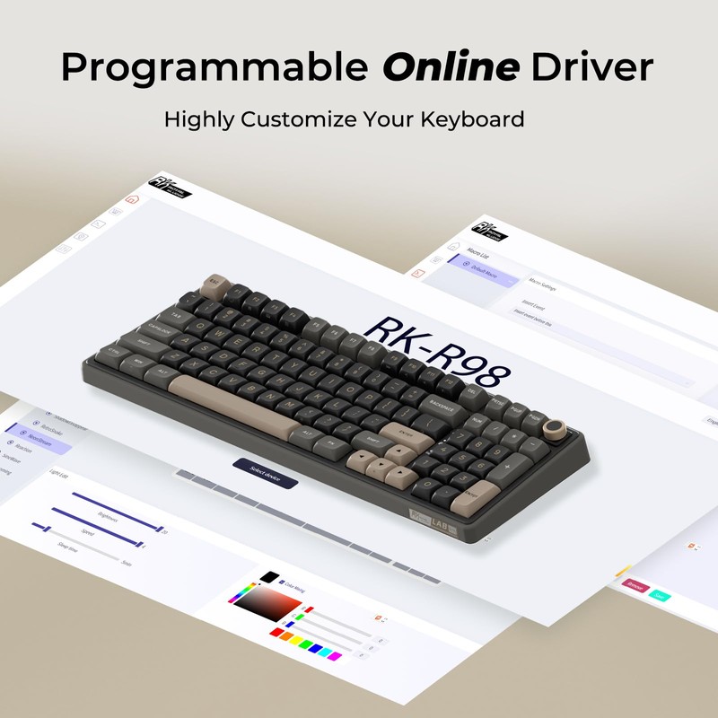 RK ROYAL KLUDGE R98 Pro Wired Mechanical Keyboard, 96% Creamy
