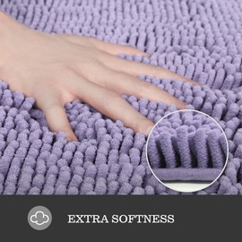 Yeaban Lavender 47 x 17 Bathroom Rug – Thick Chenille Bath Mats | Absorbent and Washable Bath Rug Non-Slip, Plush and Soft Rugs for Bathroom Floor, Shower, Sink