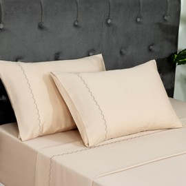 Dreamology Tencel Sheets Full,100% Tencel Lyocell Sheet Set,Eucalyptus Sheet,Soft,Breathable & Cooling Sheets Set for Hot Sleepers,Tencel Bed Sheet,16" Deep Pocket - 4 Piece (Almond Peach) (Full Size)