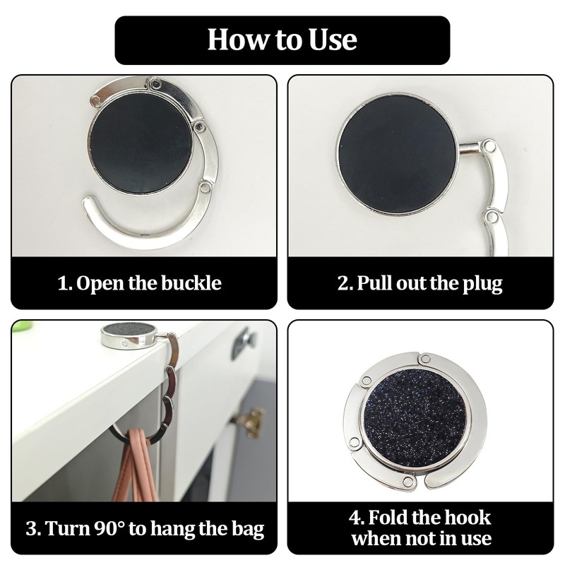 YFANITI Foldable Purse Hook for Table,3 PCS Handbag Storage Folding