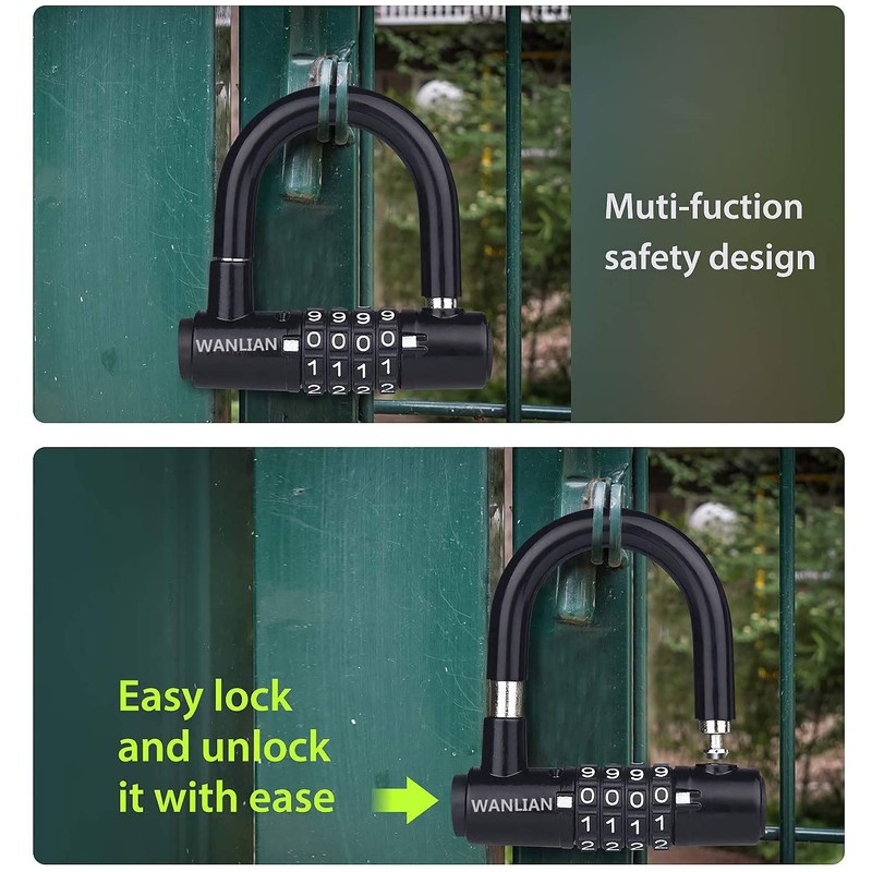 4-Digit Password Padlock - Bicycle & Chain Lock, Anti-Shear Cabinet