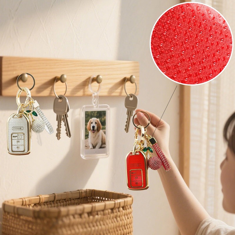 Yekoubo Key Fob Cover with Cherry Keychain, Soft TPU Smart