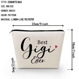 Livel lhood Best Gigi Ever Makeup Bag Canvas Organizer Bag Toiletry Zipper Pouch Best Gigi Cosmetic Bag Mother's Day Birthday Present for Grandmother Grandma Nana Women