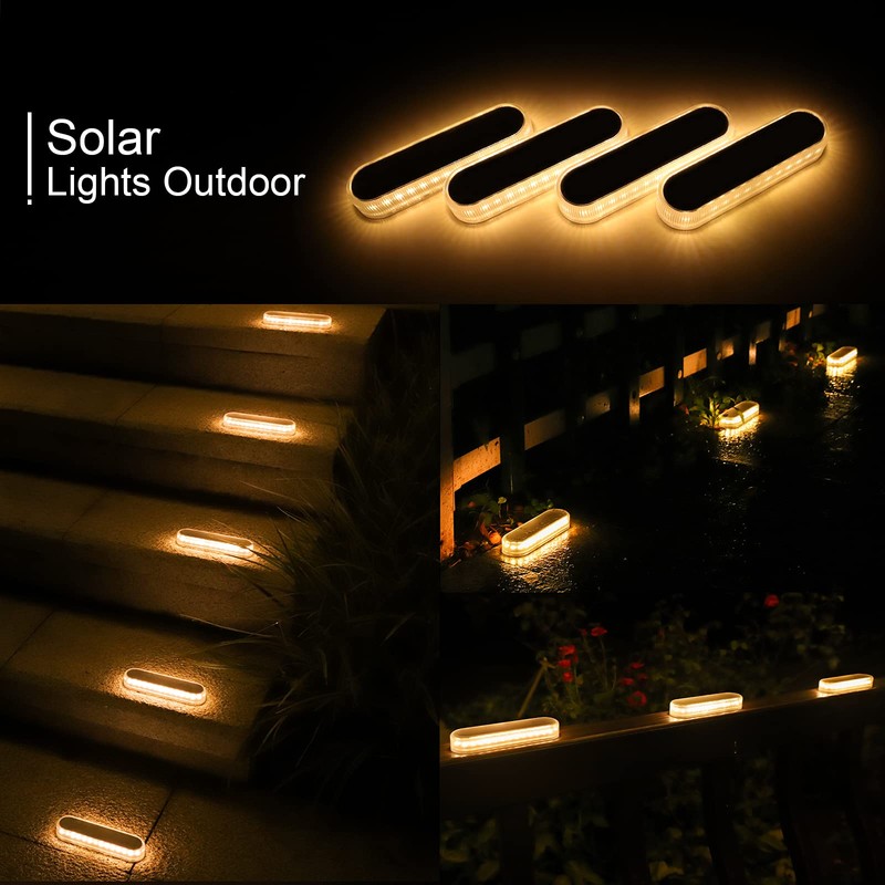 WILLED Solar Step Lights for Outside,4 Pack Warm White Solar