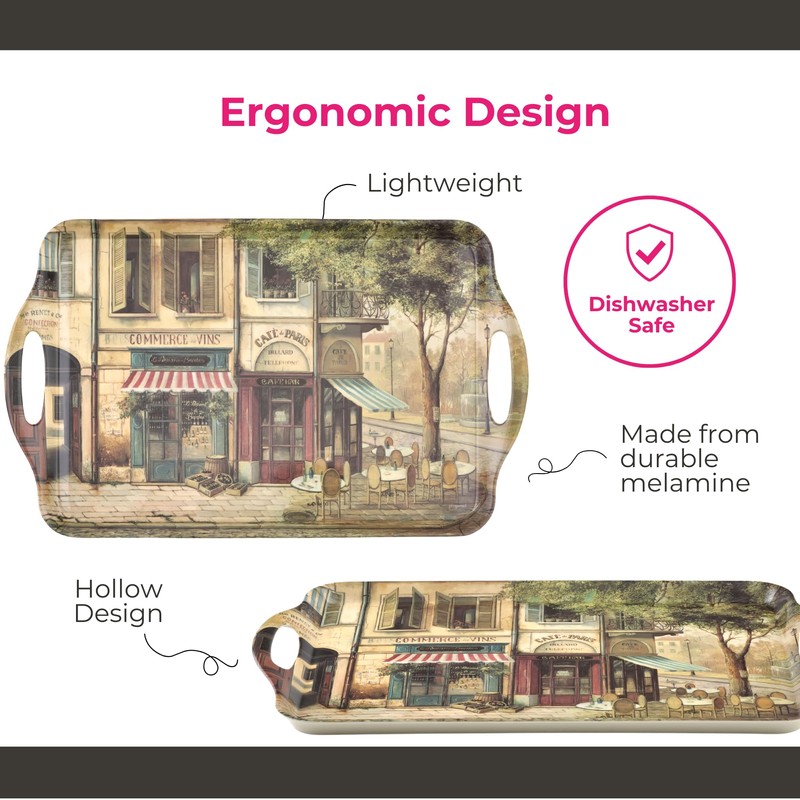 Pimpernel Parisian Scenes Melamine Rectangular Serving Tray – (19.25" x