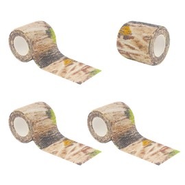 BOROLA Self-Adhesive Protective Camouflage Tape Cling Scope Wrap Camo Stretch Bandage for Camping,Flashlights,Bicycle,Range Finder Camera etc.（4Pcs, Withered Camo