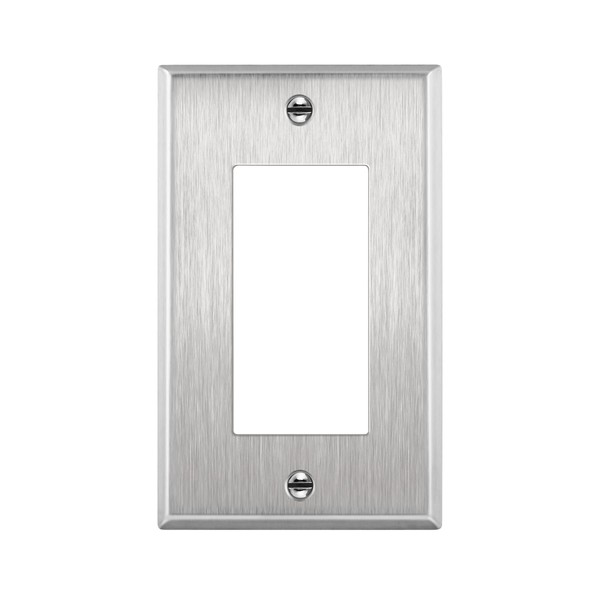 ENERLITES Decorator Switch or Receptacle Outlet Metal Wall Plate, Corrosion Resistant, Size 1-Gang 4.50" x 2.76", UL Listed, 7731, 430 Stainless Steel, Silver