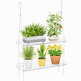 Lifewit 2-Tier Window Plant Shelves 15 inch, Acrylic Adjustable Hanging Floating Shelf, Window Sill Extender for Indoor Succulent Plants, Micro Greens, Seed Starter Pots, Herb Planters