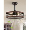 LEDIARY 18 inch Black Caged Ceiling Fan with Light, Bladeless