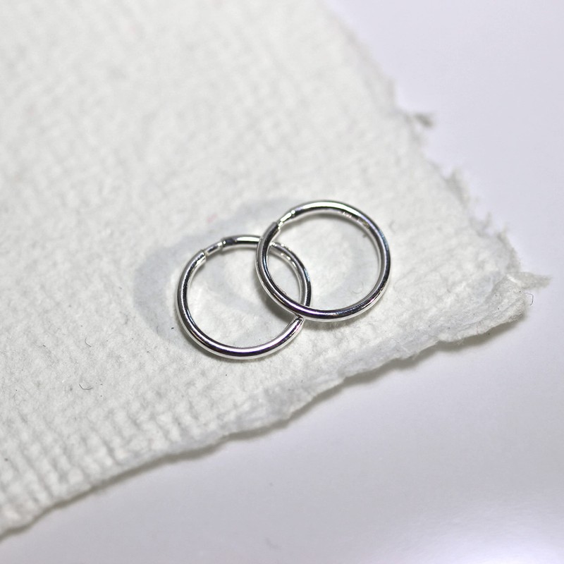 Sterling Silver Lightweight Sleeper Hoop Earrings 8 mm - 22