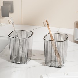 Bathroom Toothbrush Cup 2 Pcs Minimalist Tumbler Cup Unbreakable Bathroom Wash Cup Large Capacity Couple Toothbrush Cup & Toothpaste Holder, Drink Cup Set of 2
