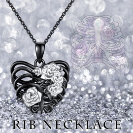 925 Sterling Silber Gothic Schädel Halskette Gothic Anhänger Schmuck Geschenk für Frauen Sterling Silber, Sterling Silber