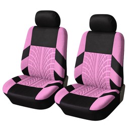 CGEAMDY Set of 2 Car Seat Covers with Embossed Grains, Universal Seat Cover Car Seat Protector Compatible, Non-Slip and Waterproof, for Saloons, Car, Van (Pink)