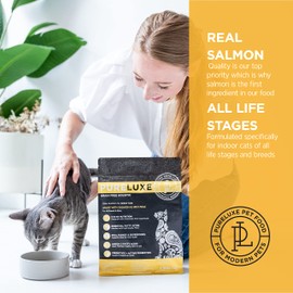 PURELUXE Grain and Gluten Free Cat Food, Indoor Cat Elite Nutrition, Salmon and Split Peas, for All Life Stages and Breeds, Made in The USA, 3.3lbs