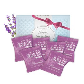 WALTZ 7 Lavender Shower Bombs Set, Bath Set with Natural Lavender Essential Oil, Aromatherapy Relaxation, Pampering Set for Women and Girls, Birthday Anniversary Gift, Pack of 6