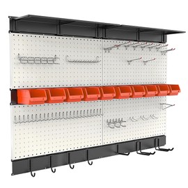 Ultrawall Pegboard Wall Organizer, 48X 36 inch Garage Storage Pegboard with Hooks Storage Bins Tool Board Panel Tool Organizer, 72pcs