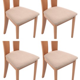 TIANSHU Seat Cover, 4 Piece Chair Cover, Choose from 11 Colors, Stretchable, Fluffy, Home, Hotel, Wedding, Wedding, Dining Chair Cover, Washable (4 Pieces, Light Brown)