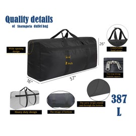 Sharmgoria Foldable Storage Duffle Bag Huge Moving Bag Great for House Moving, Overnight Camping, Traveling, Large Items Storage, College Dorms and More (387L Black)