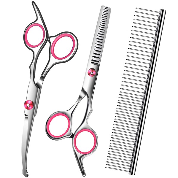 Wikdey Pink Dog Grooming Scissors with Safety Round Tip,Pet Grooming