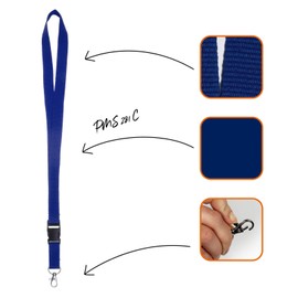 Karteo® lanyard with carabiner hook and buckle, lanyard, 20 mm, card holder for hanging ID covers and card sleeves, for keys, service passes, access cards