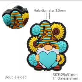 Crafty Mama Wholesale 1 pc. Silicone Focal Bead, Beadable accessories Garden Gnome Sunflower Turquoise