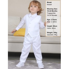 Christening Outfit for Baby Boys Formal Outfit Tuxedo Suit 18-24 Months White