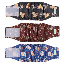 wegreeco Washable Male Dog Belly Band (Stylish Pattern)- Pack of 3 - Washable Male Dog Belly Wrap, Dog Diapers Male (Funny Dogs, Small)