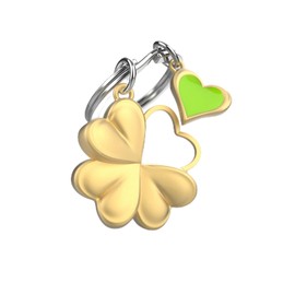 O meta[l]morphose METALMORPHOSE - Four-Leaf Clover Keyring - Lucky Clover Keyring - Gift for Men and Women, gold, One Size, Modern