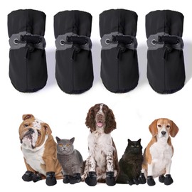 4 Pcs Non-Slip Waterproof Dog Boots | Soft Paw Protectors for Indoor, Outdoor | Small/Medium/Large Sizes (Black, 7)