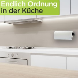 DEELIA® Kitchen Roll Holder Black | Kitchen Roll Holder No Drilling | Roll Holder Kitchen for Gluing to the Base Cabinet or as a Kitchen Roll Holder Wall | Roll Holder | Motorhome | Holder Stainless