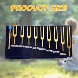 DRELD Dreld 9 PCS Solfeggio Stimmgabel Set Chakra Stimmgabel mit Silikonhammer Tasche 174Hz, 285Hz, 396Hz, 417Hz, 528Hz, 639Hz, 741Hz, 852Hz, 963Hz, fr DNA-Reparatur Heilung Klangtherapie (Golden)