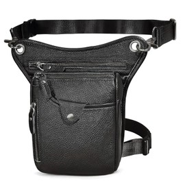 XUELILEU Leather Waist Pack Drop Leg Bag for Men Women Belt Bumbag Multi-Purpose Motorcycle Outdoor Sports Riding Hiking Camping Thigh Bag