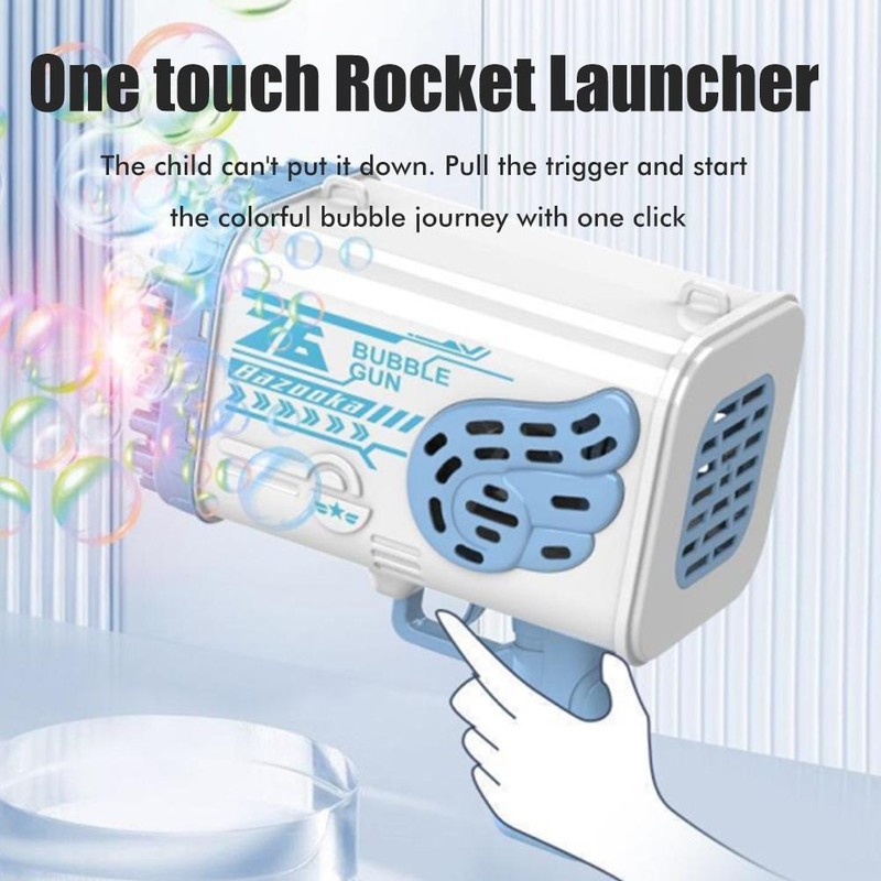 Bubble Blower 76 Holes Large Electric Bubble Shooting Toy with
