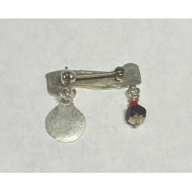 Sterling Silver Dios Me Bendiga Baby Pin with Genuine Azabache & Guardian Angel